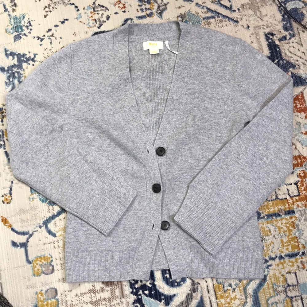 🐲💙  Maeve by Anthropologie Cashmere Collection Essa Grey Button Down Cardigan - Picture 14 of 15